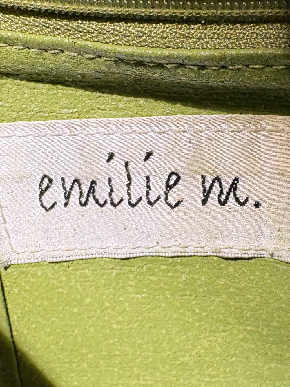 Vintage Y2K Emilie M. Lime Green Simulated Leather Curved Hobo Shoulder Bag